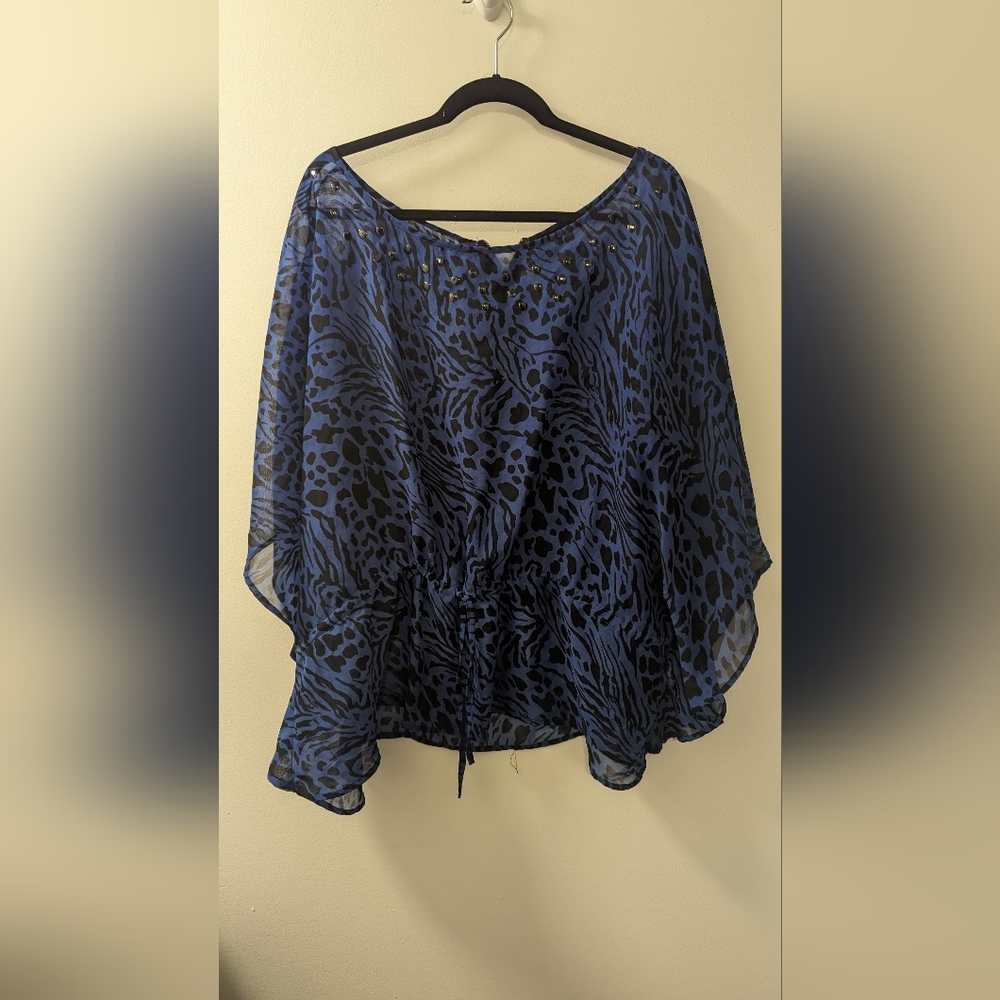 MXM size 2X Blue blouse sheer